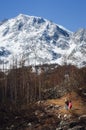 Mountain path trough the Monte Rosa Massif Piedmont, Italy Royalty Free Stock Photo