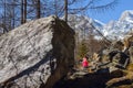 Mountain path trough the Monte Rosa Massif Piedmont, Italy Royalty Free Stock Photo