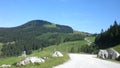 Swiss foothils mountain pathway with the Selibuehl in the background