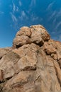 Mountain peak against sunny sky Royalty Free Stock Photo