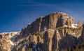 Mountain peak with airplane above Royalty Free Stock Photo