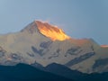 Mountain peak Annapurna II at sunrise, Himalayas, Nepal Royalty Free Stock Photo