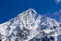 Mountain peak, Annapurna region, Nepal. Sunrise in the mountains. Beautiful landscape in Himalayas Royalty Free Stock Photo