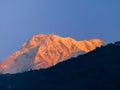 Mountain peak Annapurna South at sunrise, Himalayas, Nepal Royalty Free Stock Photo