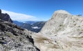 mountain and mountain peak called CIMA ROSETTA in European Alps in Northern Italy in summer Royalty Free Stock Photo