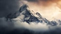 Mountain peak with clouds and fog surrounding it Royalty Free Stock Photo