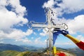 Mountain peak cross in Calimani Mountains, Vf.Pietrosu, Romania