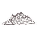 Mountain peak engraving isolated. Vintage sketch rock landscape