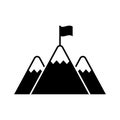 Mountain peak with flag icon symbol, Business concept, Goal achievement successful, Flat design vector illustration. Royalty Free Stock Photo