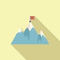 Mountain peak flag target icon flat vector. Success goal Royalty Free Stock Photo