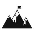 Mountain peak flag target icon simple vector. Success goal Royalty Free Stock Photo