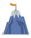 Mountain peak with flag vector illustration. Royalty Free Stock Photo