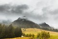 Mountain peak in fog Royalty Free Stock Photo