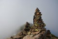 Mountain peak fog rocks moss