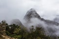 Mountain peak Huayna Picchu from the outskirts of the city Royalty Free Stock Photo