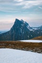Mountain peak landscape in Norway Senja island view travel beautiful destinations wilderness scenery