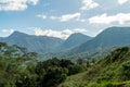 Mountain peak landscape. Rural scenery. Forest valley. Blue Ridge Mountains. Blue sky and cloud and hill and mountain range Royalty Free Stock Photo