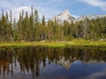 Mountain peak reflection in water in yosemite national park