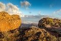 Mountain Peak with view to the Atlantic ocean, View from the Astronomic Observatory in Temisas, Gran Canaria.