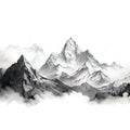 mountain peak on white background, Generative AI Royalty Free Stock Photo