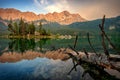 Mountain peak Zugspitze. Summer day at lake Eibsee near Garmisch Partenkirchen. Bavaria, Germany Royalty Free Stock Photo