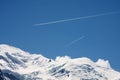 Mountain peaks with aeroplanes Royalty Free Stock Photo