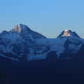 Mountain peaks of the Breithorn and Tschingelhorn at sunrise Royalty Free Stock Photo