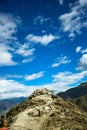 Mountain peaks and Buddhist prayer flags in Tibet, China Royalty Free Stock Photo