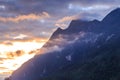 Mountain peaks with cloud and fog Royalty Free Stock Photo