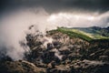 Mountain peaks with clouds on a hiking trail. Pico de las Nieves, Canary Islands Royalty Free Stock Photo