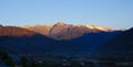 Mountain peaks getting the first light of the morning