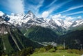 Mountain peaks and glaciers in Dombay, Western Caucasus, Russia