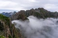 Mountain peaks at the height of clouds on Madeira Island