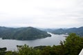 Mountain peaks and lakes combine to form a majestic landscape