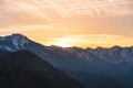 Mountain peaks landscape at sunset