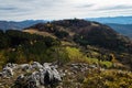 Mountain peaks and rolling hills in autumn, Bobija mountain Royalty Free Stock Photo