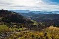 Mountain peaks and rolling hills in autumn, Bobija mountain Royalty Free Stock Photo