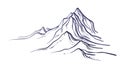 Mountain peaks, sketch. Vector graphic landscape Royalty Free Stock Photo