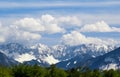 Mountain peaks snow and clouds background Royalty Free Stock Photo