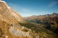 Mountain peaks, snow and glaciers near Mont Blanc, Italian side Royalty Free Stock Photo