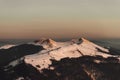 Mountain peaks at sunset, Bieszczady Mountains, Poland Royalty Free Stock Photo