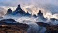 Mountain peaks of torres del paine in patagonia nationa. Abstract illustration art