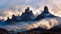 Mountain peaks of torres del paine in patagonia nationa. Abstract illustration art