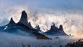 Mountain peaks of torres del paine in patagonia nationa. Abstract illustration art