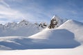 Mountain peaks in winter in Austrian Alps