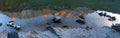 Mountain peaks from zugspitze reflecting in the water of lake eibsee Royalty Free Stock Photo