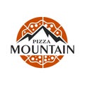 Mountain with Pizza Shell for Outdoor Adventure Pizza Pizza Restaurant vintage Logo Design