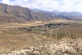 Mountain plateau over small village, road to Kazarman, district of Jalal-Abad Region in western Kyrgyzstan