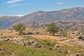 Mountain plateau with rocks and few trees in the Portuguese countryside Royalty Free Stock Photo
