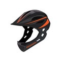 Mountain race bike helmet. Extreme sports safety equipment. Head protection. Isolated vector realistic graphic illustration